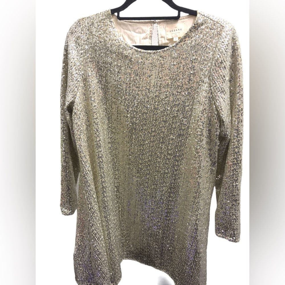 Sézane Annabeth Silver Sequin Long Sleeve Dress – Size 40 (US 8) - Picture 7 of 8